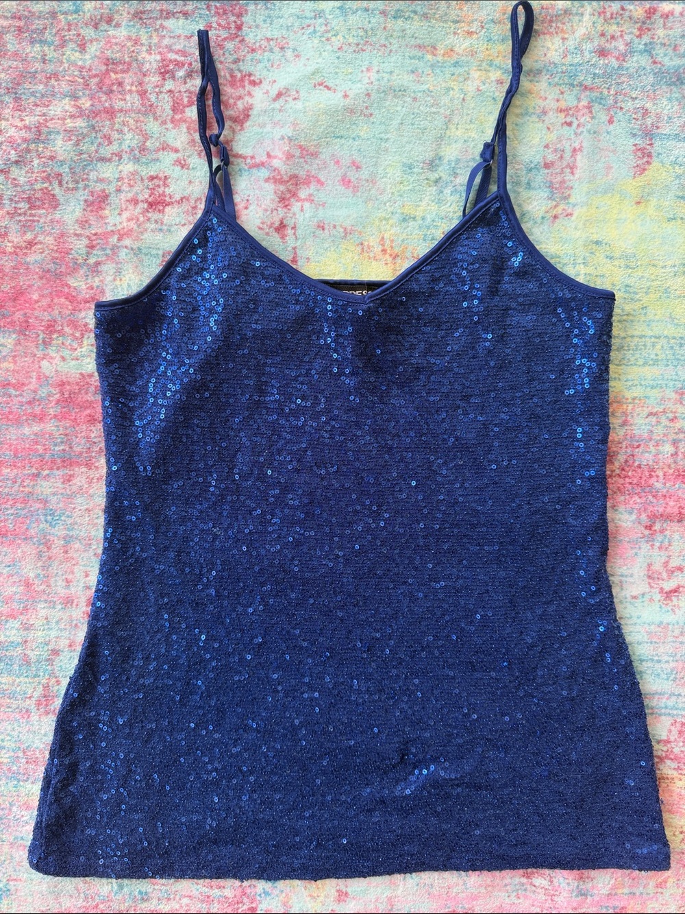Express Navy Blue Sequin Camisole Tank